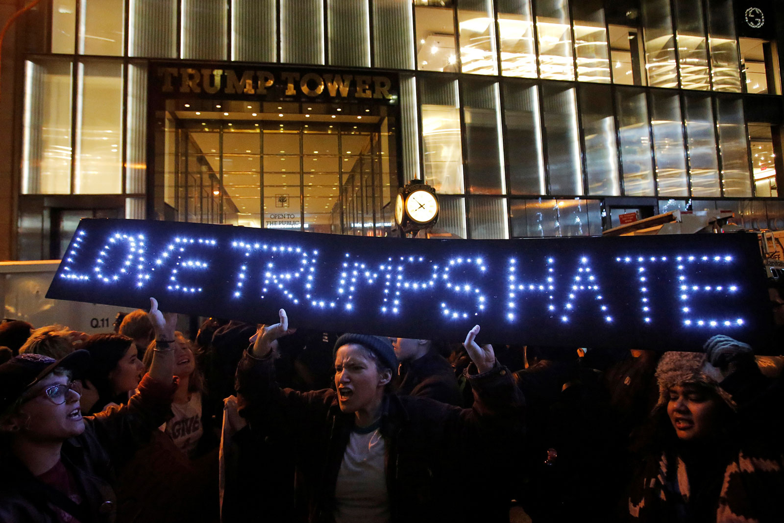 Protestors outside Trump Tower, November 2016